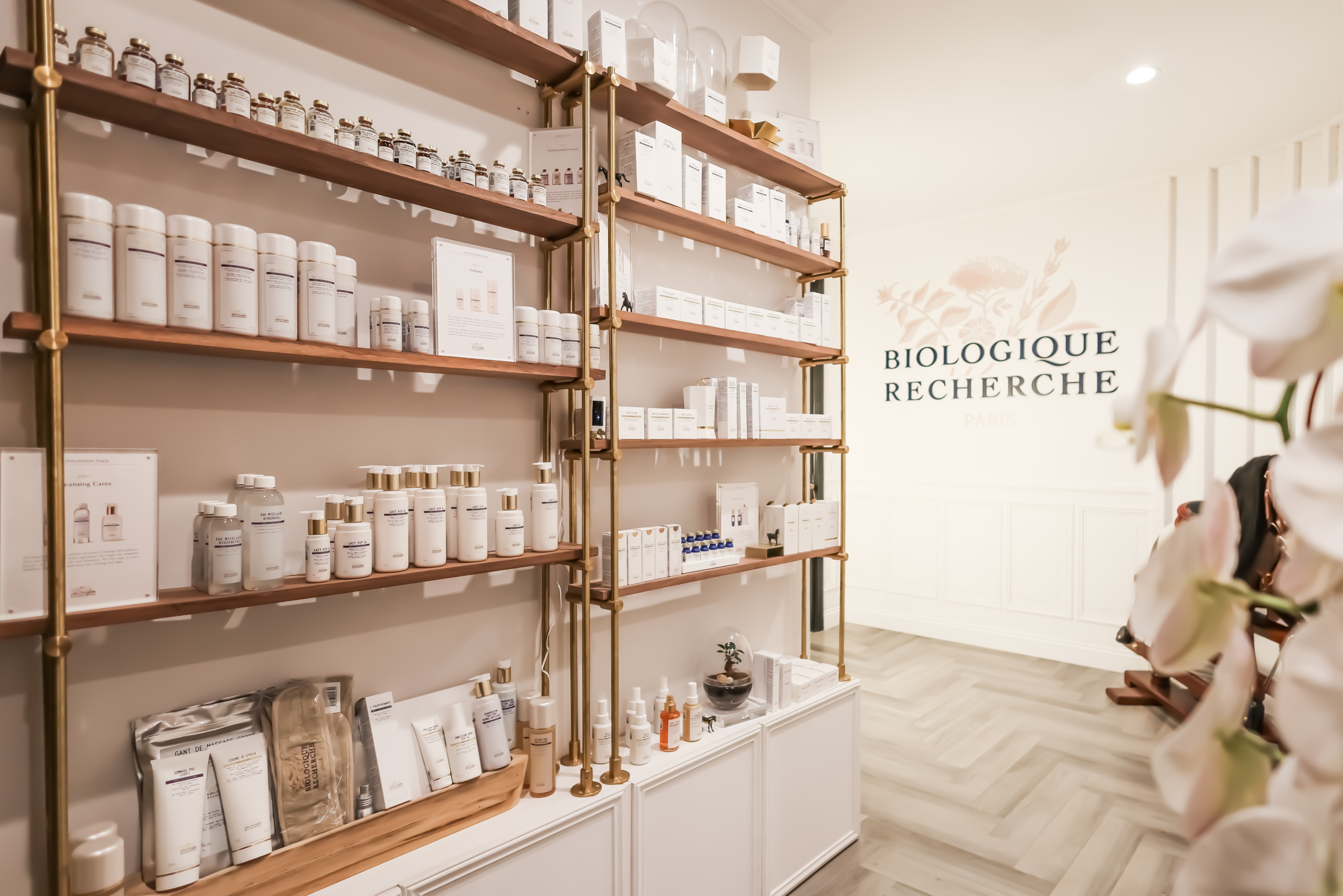 Picture of our product display for Biologique Recherche skin care line